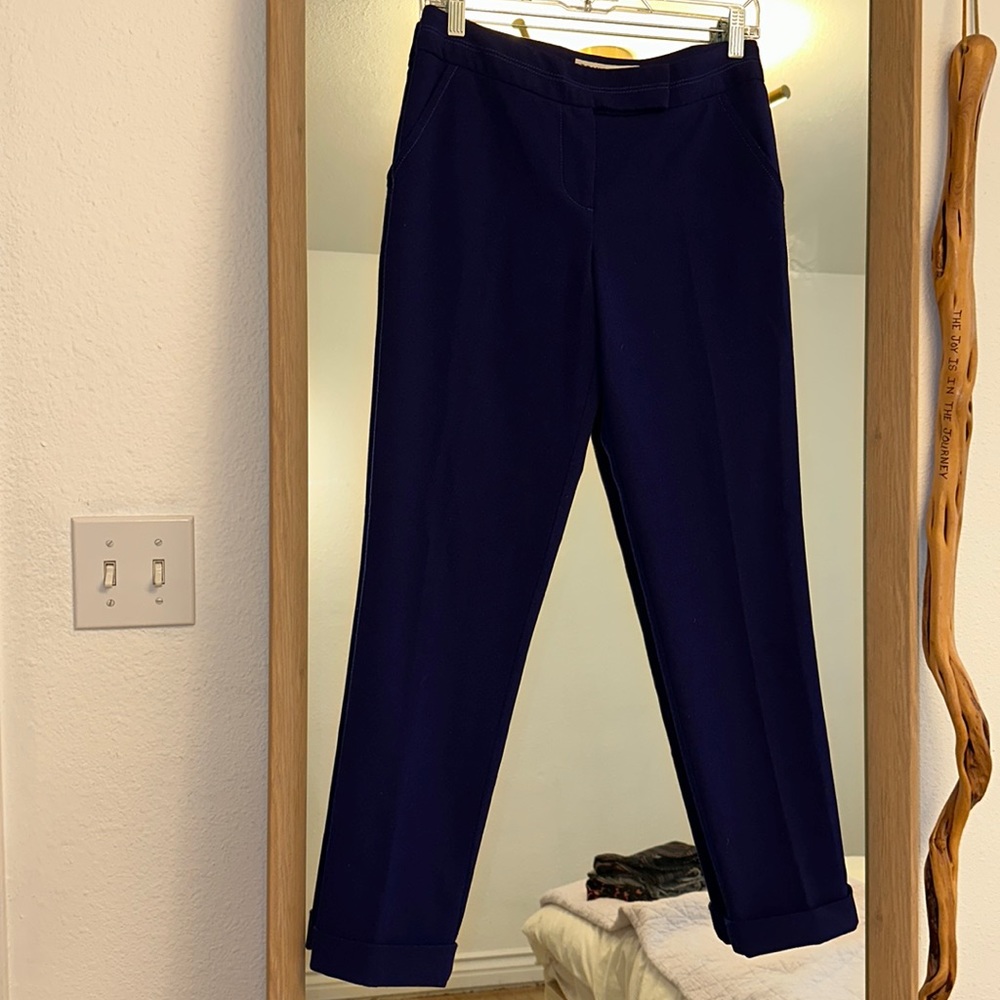 Trina Turk purple fitted slacks with cuffed ankle
